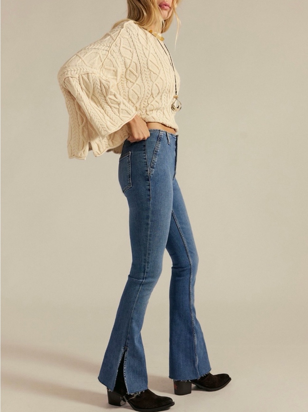 We The Free Level Up Slit Slim Flare Jean NWT